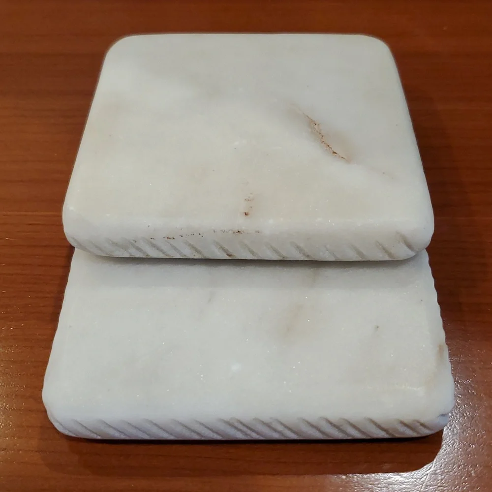 Set of White Marble Coasters (2)